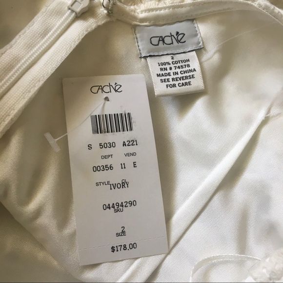 Cache Ivory Cocktail Dress Embellished Crochet Appliqué Flower - Picture 6 of 8